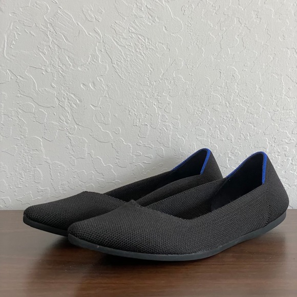 Rothys The Point Womens 8 Black Knit Mesh Ballet Flats Casual Comfort Slip-Ons - Picture 2 of 9